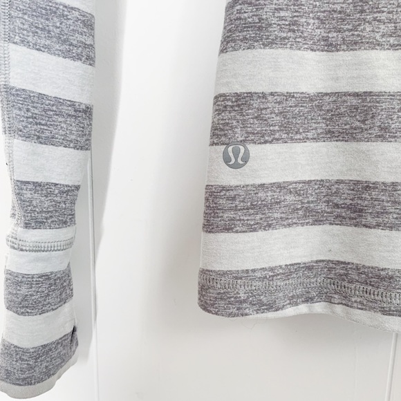 Lululemon Race Your Pace 1/2 Zip Pullover Shirt Top Striped Gray - Picture 5 of 7